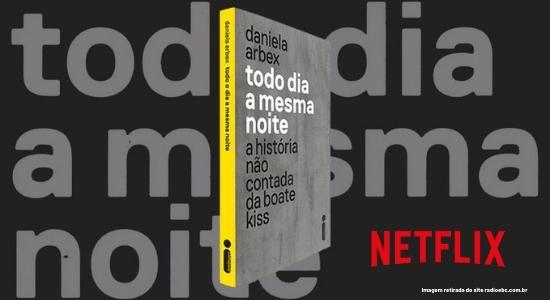 Capa do livro e logo Netflix